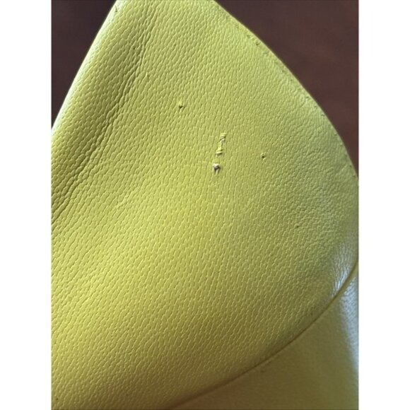 Bellini Buttery Leather Gold Bottom Silver Insole Nipped Toe Yellow 3.5" Heel 7M - Picture 9 of 12